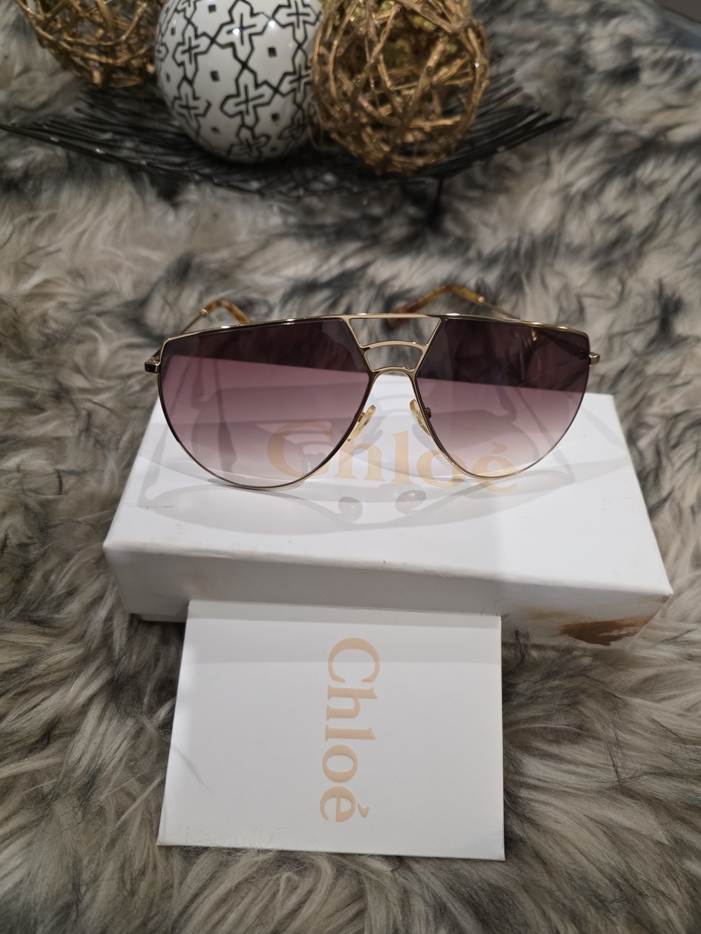 Authentic Unisex Chloè Aviator Sunglasses in Gradient Purple